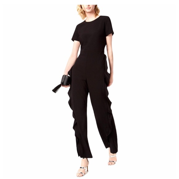 Barn III Jumpsuit Womens 10 Black Ruffle Split Leg‎ - Picture 2 of 12